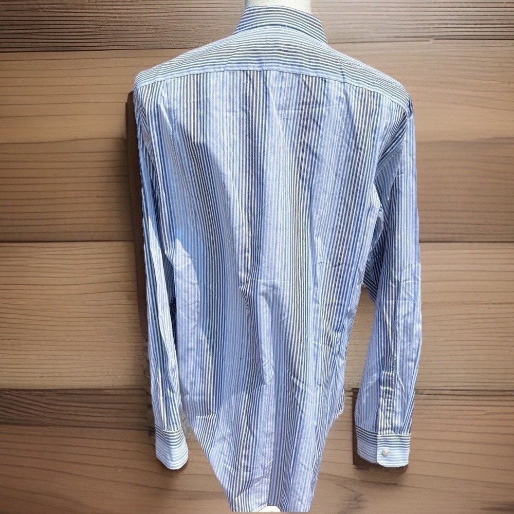 Michael Kors Button Down Shirt Mens L Blue Striped Long Sleeve Classic Office - Picture 3 of 5